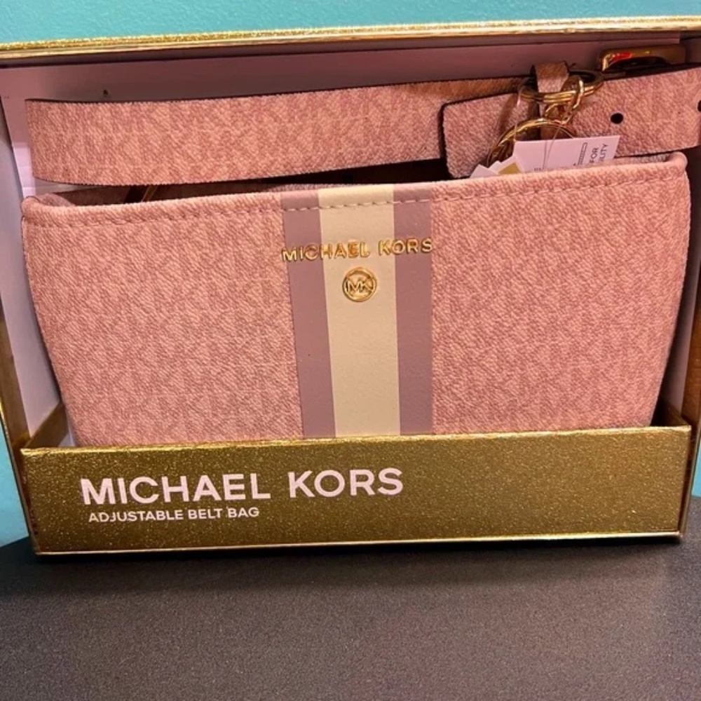 Michael Kors NEW In Box Logo Pink Adjustable Waist Belt Bag